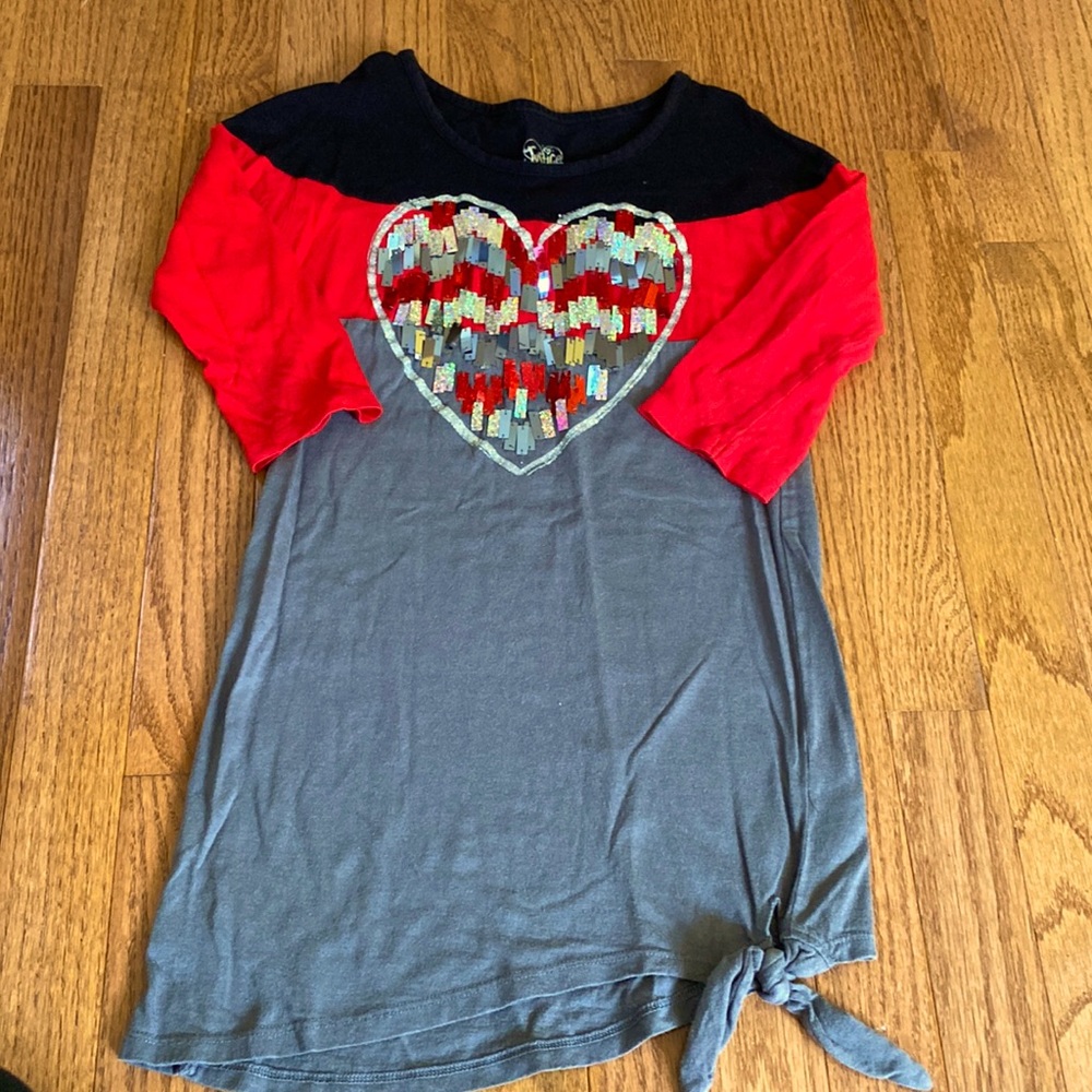 Justice Top with Heart sequins Size 8